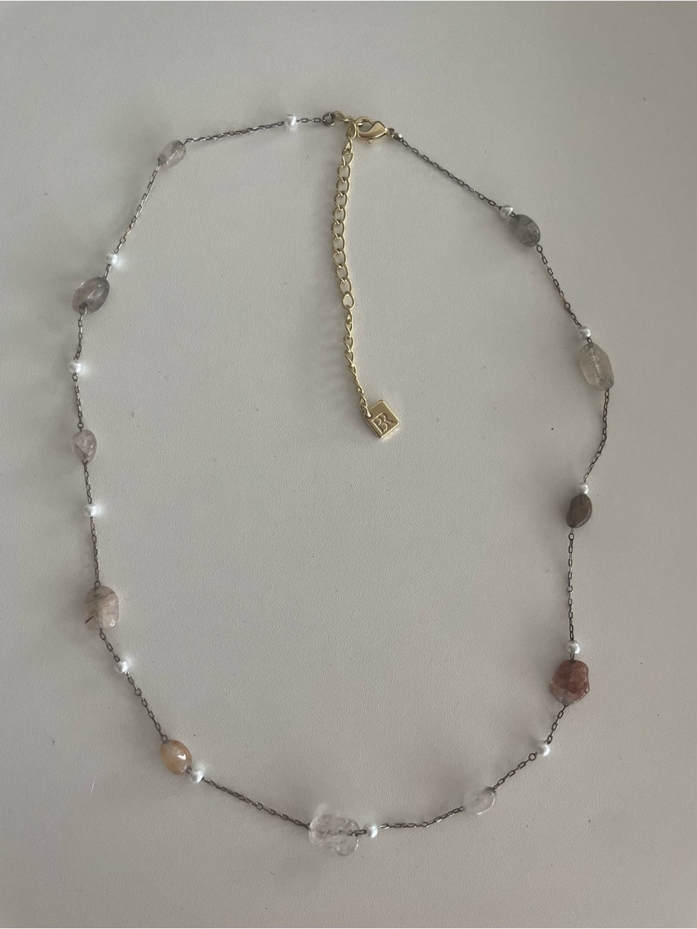 Delicate Multi-Stone Beaded Necklace - Gold Accent